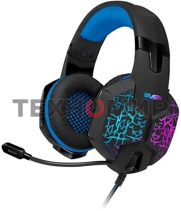 Гарнитура проводная SVEN AP-U980MV, черный-синий (USB, LED, 7.1, 2.2m)