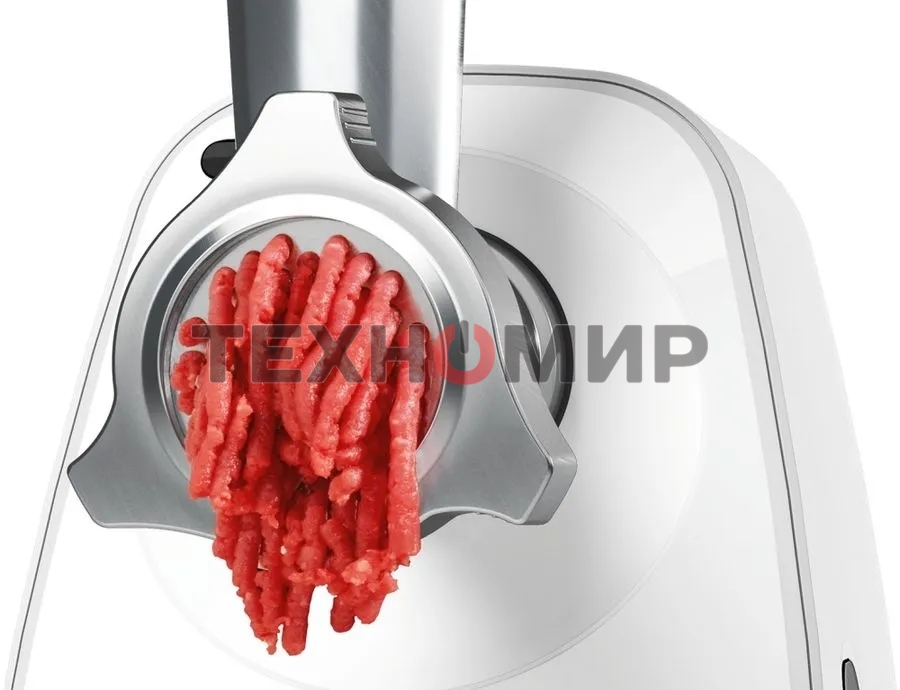 Мясорубка электрическая Bosch MFW2515W белый, 1500 Вт, 1.7 кг/мин, защита от перегрузки, насадки - 4