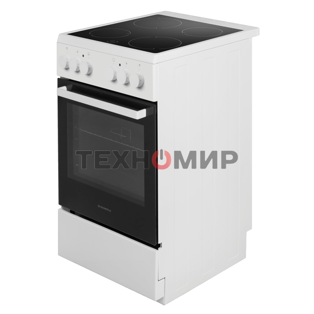 Плита электрическая Maunfeld MEC55CW07 белый, конфорок 4 шт, духовка 60 л, 50 см x 85 см x 60 см