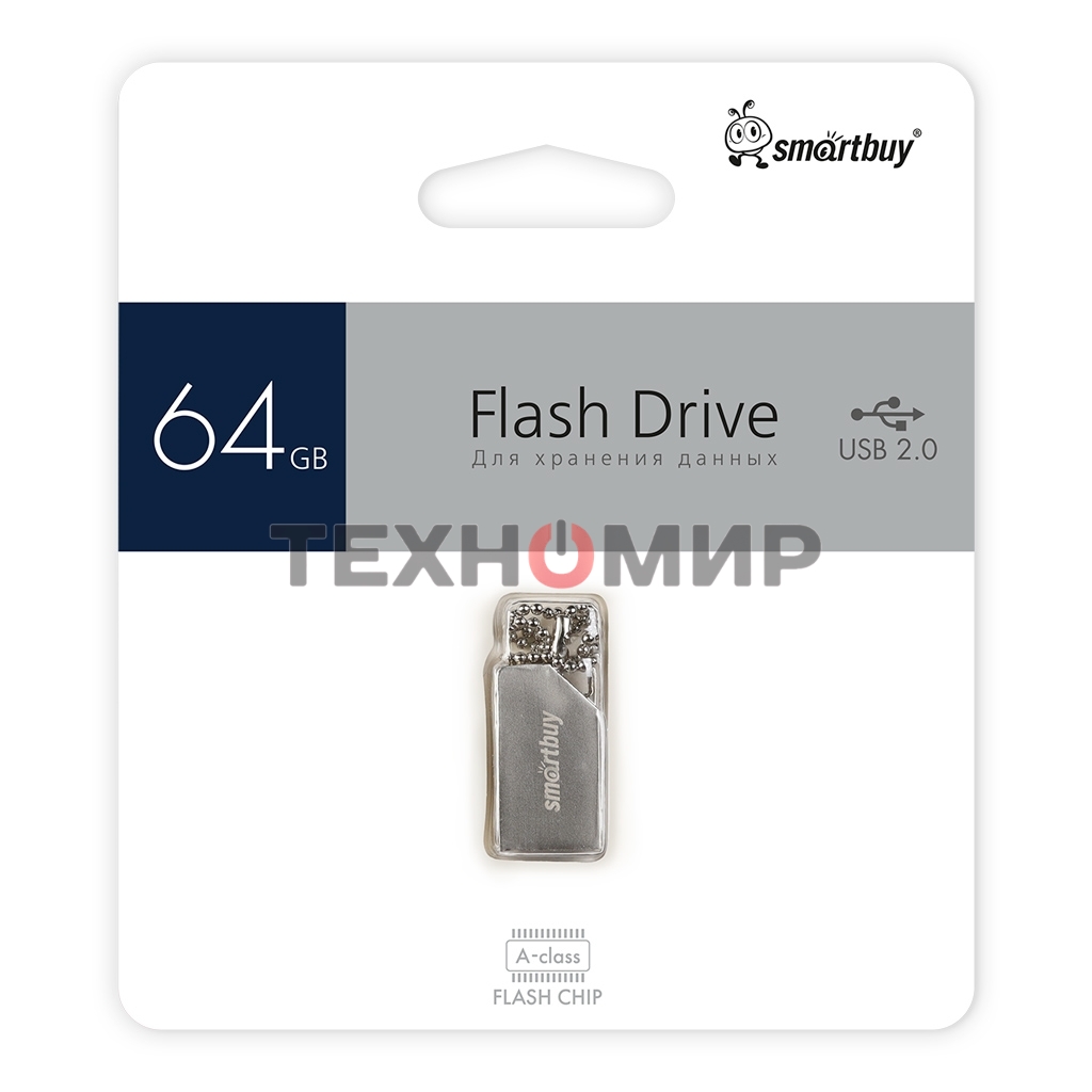 Флешка USB SmartBuy MU30 Metal (SB064GbMU30), 64Gb, USB 2.0, R/W 20/10, серебристый