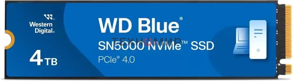 Накопитель SSD 4Tb WD Blue, NVMe, M.2 2280, PCI-E 4x4 R/W - 5500/5000 Mb/s