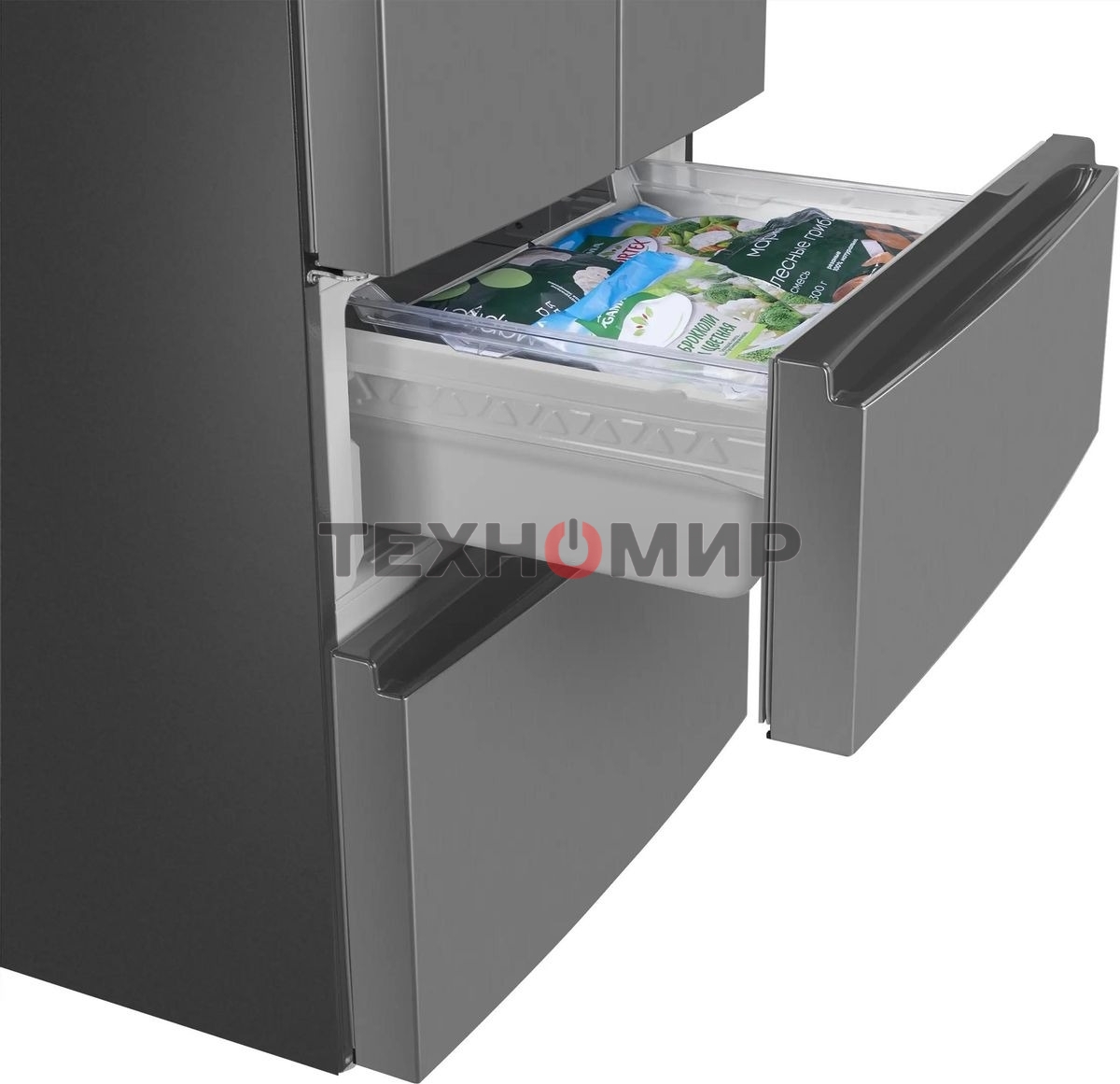 Холодильник Maunfeld MFF180NFSE01 нержавеющая сталь трехкамерный 224/113л морозилка снизу, No Frost