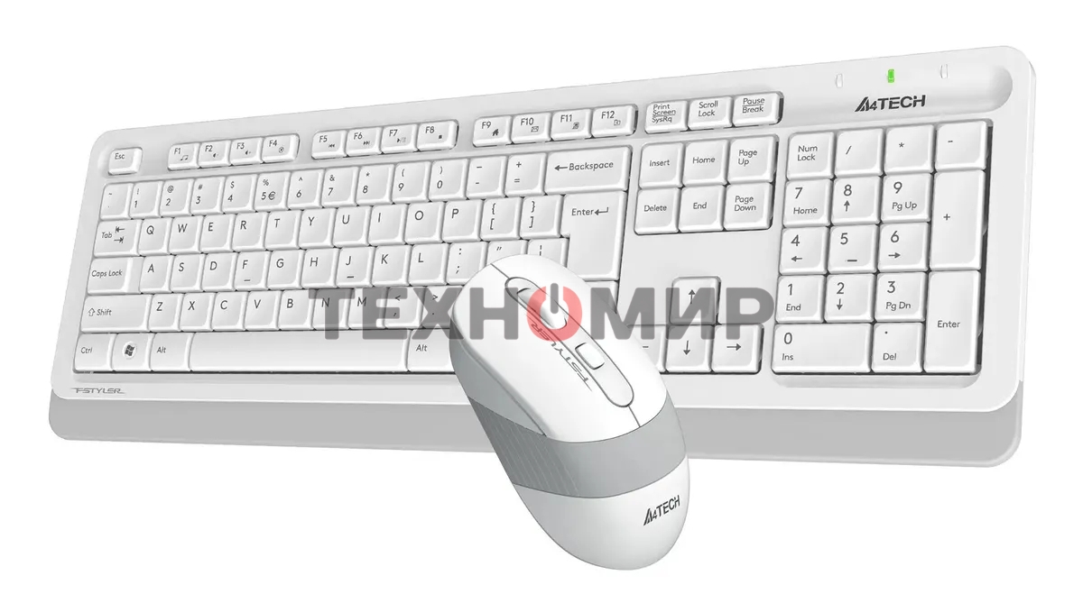Комплект клавиатура+мышь A4Tech FStyler FG1010S беспроводной, USB, 2000 DPI, белый/серый