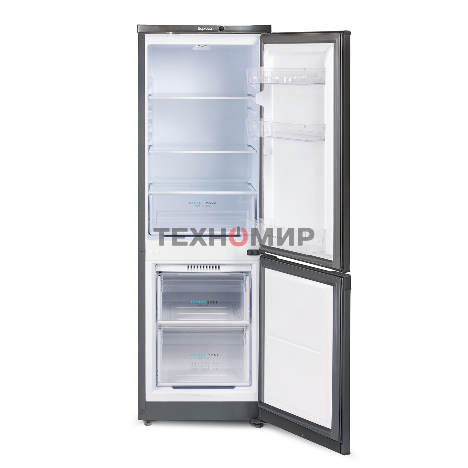 Холодильник Бирюса W418 графит двухкамерный 125/55л морозилка снизу