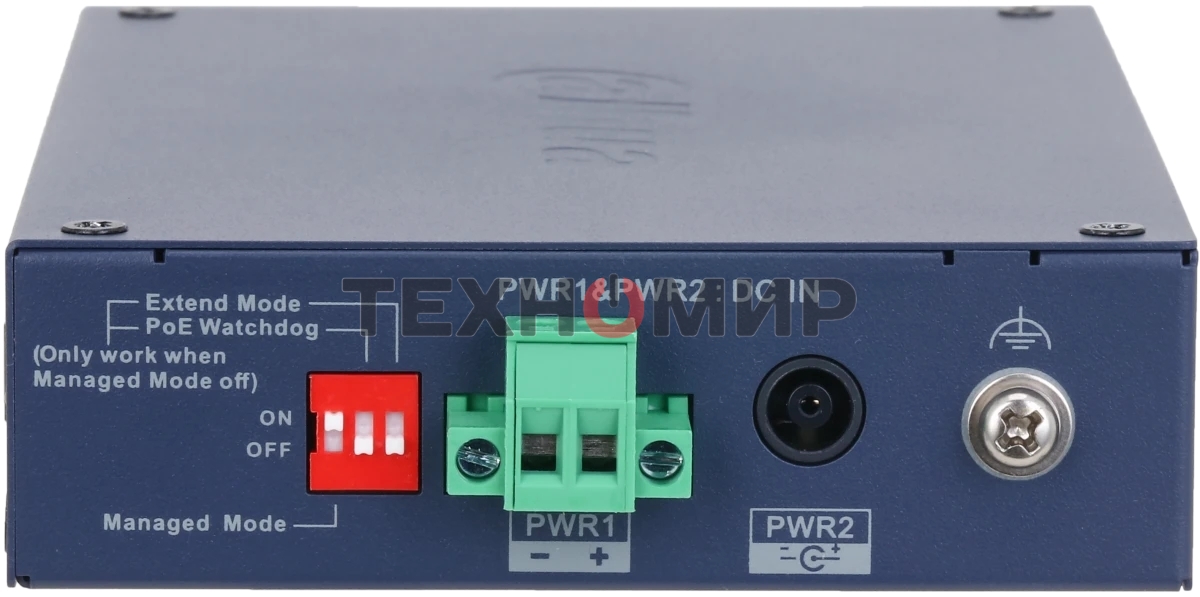 Коммутатор Dahua DH-CHS4206-4ET-90 4-портовый PoE управляемый 4 RJ45 10/100 Мбит/с (PoE/PoE+/Hi-PoE), 2 SFP 1000 Мбит/с (uplink); PoE: порт 1 до 90Вт IP30, IK06; монтаж на DIN-рейку