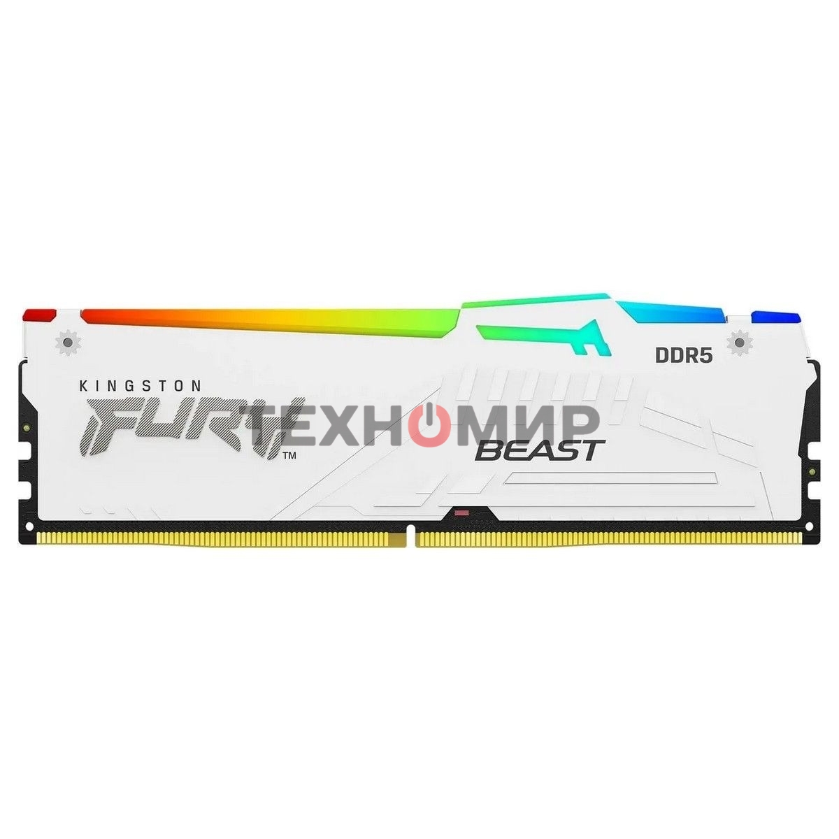 Оперативная память Kingston Fury Beast, DDR5, 16Gb (1x16Gb), 6000MHz, CL36, DIMM, с радиатором, RGB, белый