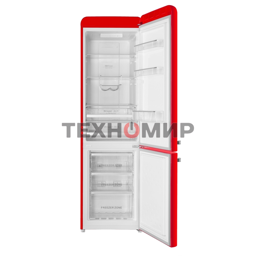 Холодильник Maunfeld MFF186NFRR красный двухкамерный 180/70л морозилка снизу