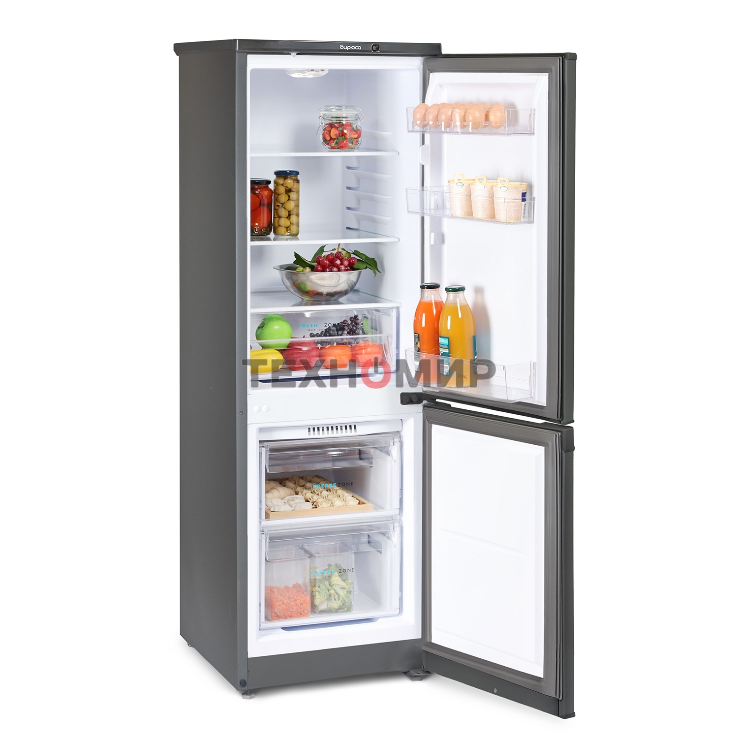 Холодильник Бирюса W418 графит двухкамерный 125/55л морозилка снизу