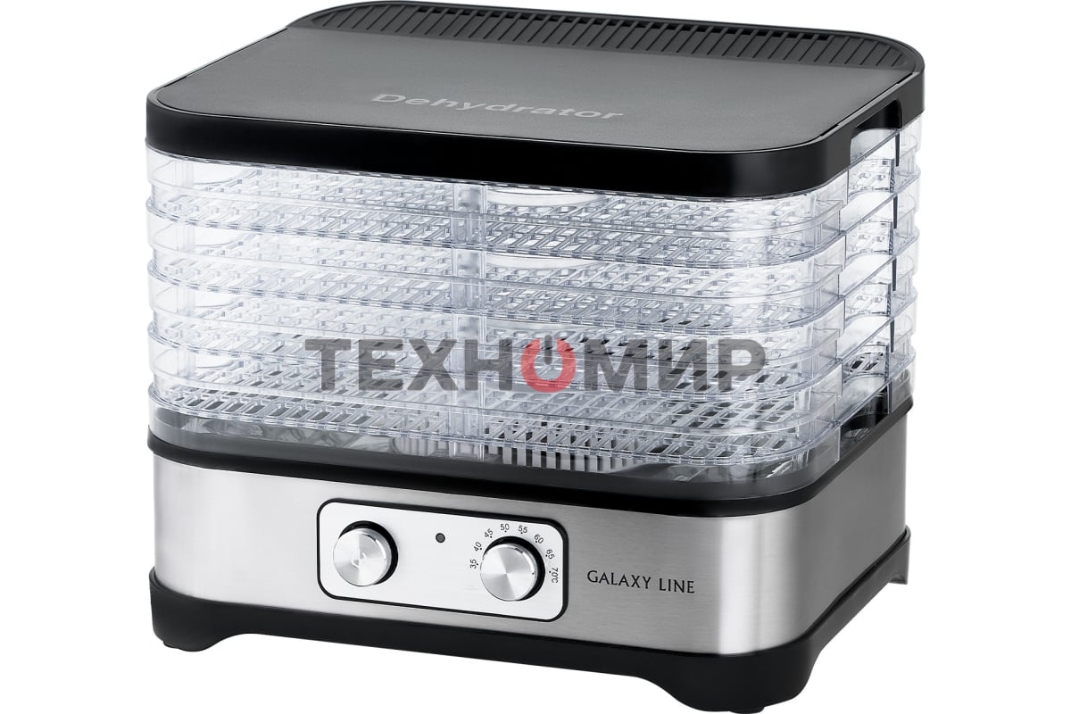 Сушилка для овощей и фруктов Galaxy Line GL 2639, черный с серебристым, с механическим управлением, 500 вт