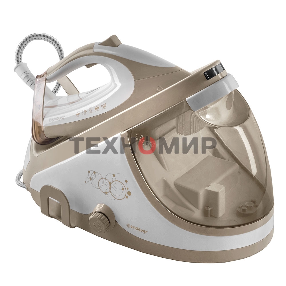 Парогенератор электрический Endever Delta-400, белый/бежевый, мощность 2600 Вт, пост. подача пара 140 г/мин, макс. паровой удар до 400 г/мин
