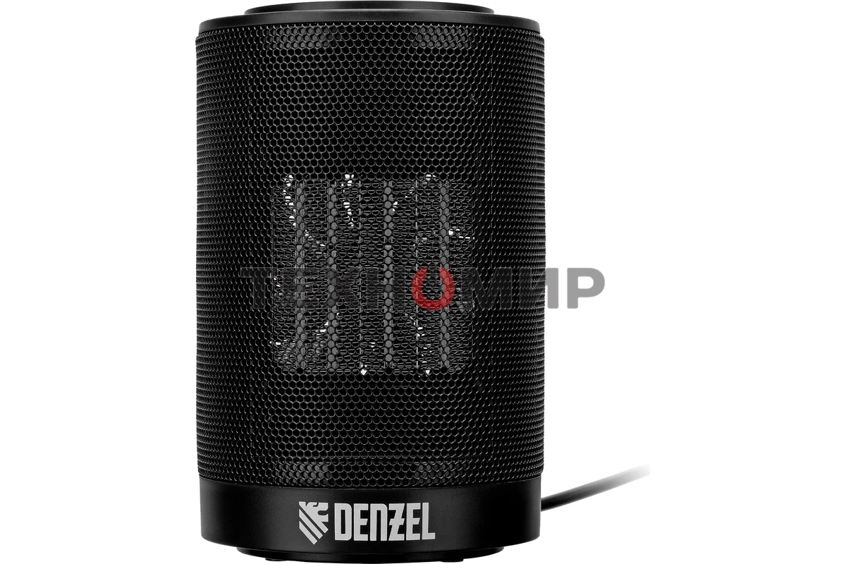 Тепловентилятор керамический Denzel DTFC-1200S, черный, 600/1200 Вт, 12 м2, 3 режима, термостат
