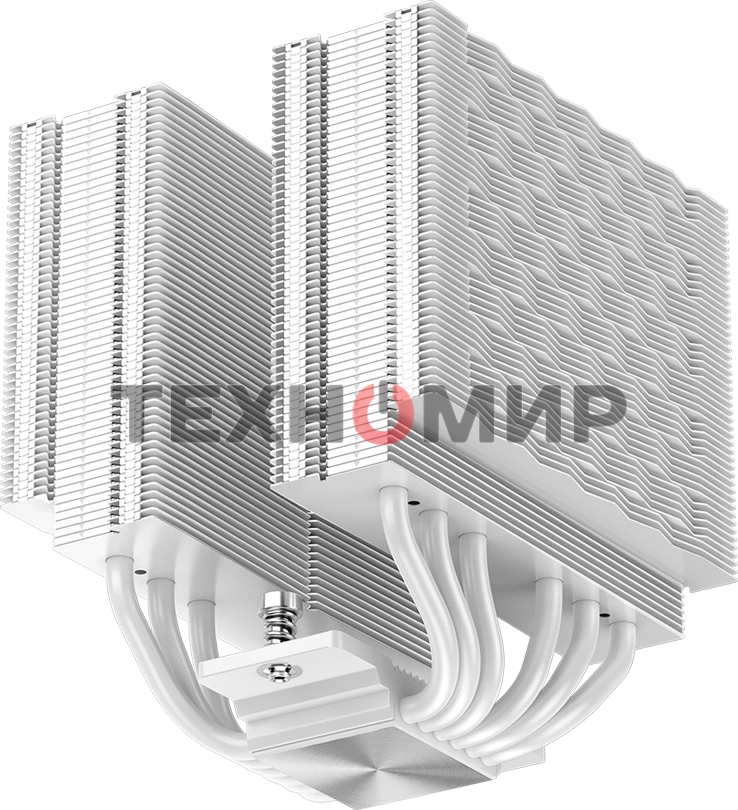 Кулер для процессора PCCooler RZ620 WH (260W, 4-pin PWM, 158мм, Al/Cu, 6x6мм, 2x120мм, 86.73CFM, 32dBA, 1800RPM, S: 1851/1700/1200/115X, AM5/AM4, белый)