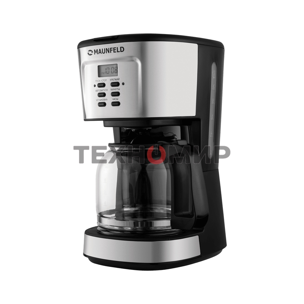 Кофеварка капельная Maunfeld MF-722S серебристый/черный, исп. кофе - молотый, 1.5 л, 900 Вт.