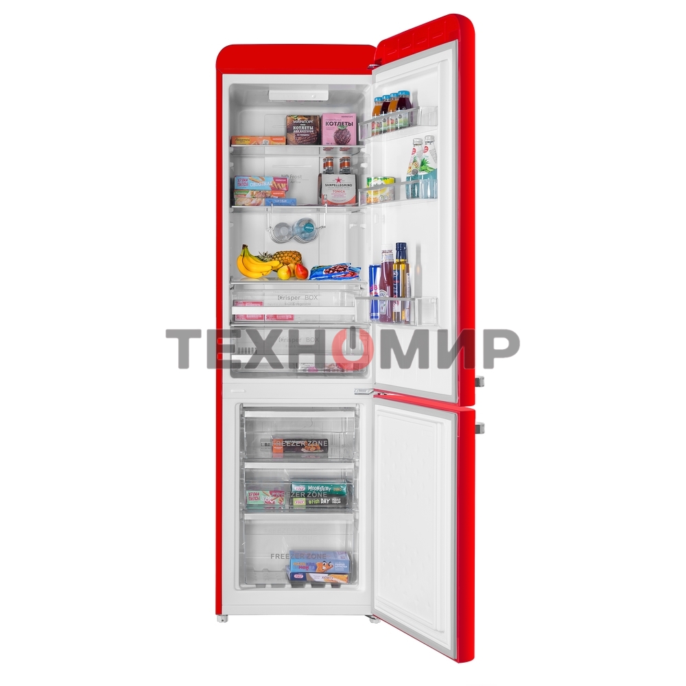 Холодильник Maunfeld MFF186NFRR красный двухкамерный 180/70л морозилка снизу