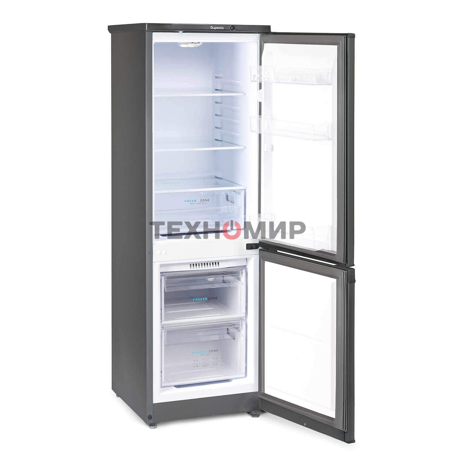 Холодильник Бирюса W418 графит двухкамерный 125/55л морозилка снизу