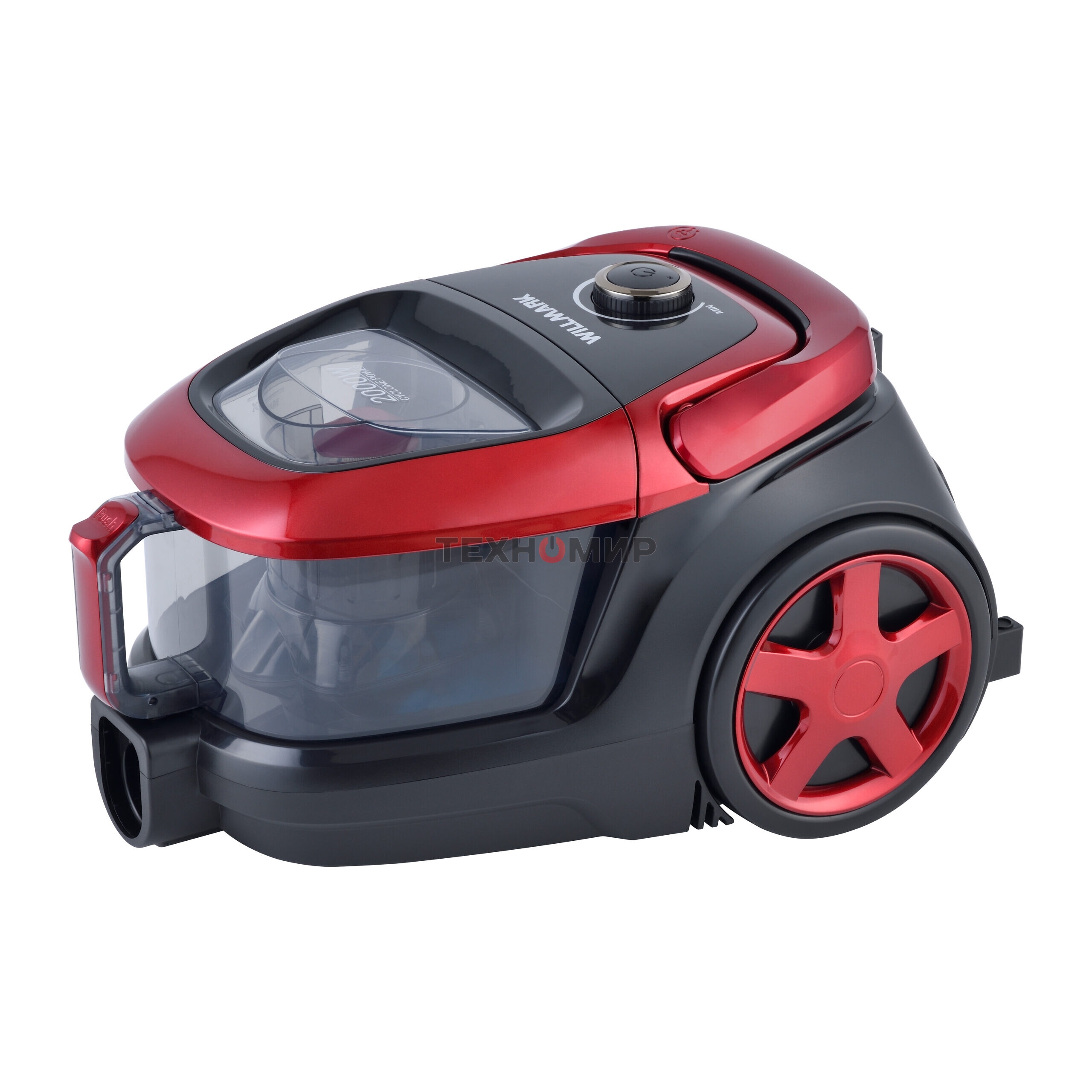 Пылесос Willmark VC-2630CYM ярко-красный, 450/2000 Вт, уборка сухая, пылесборник контейнер 2.5 л