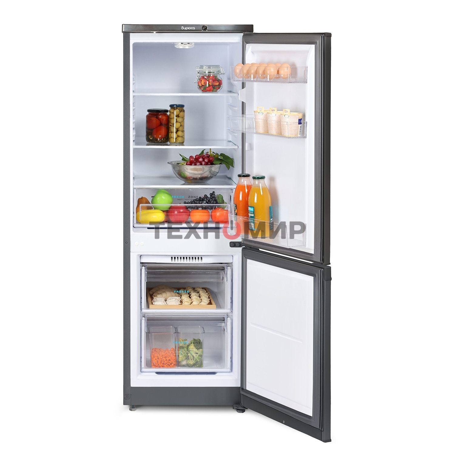 Холодильник Бирюса W418 графит двухкамерный 125/55л морозилка снизу