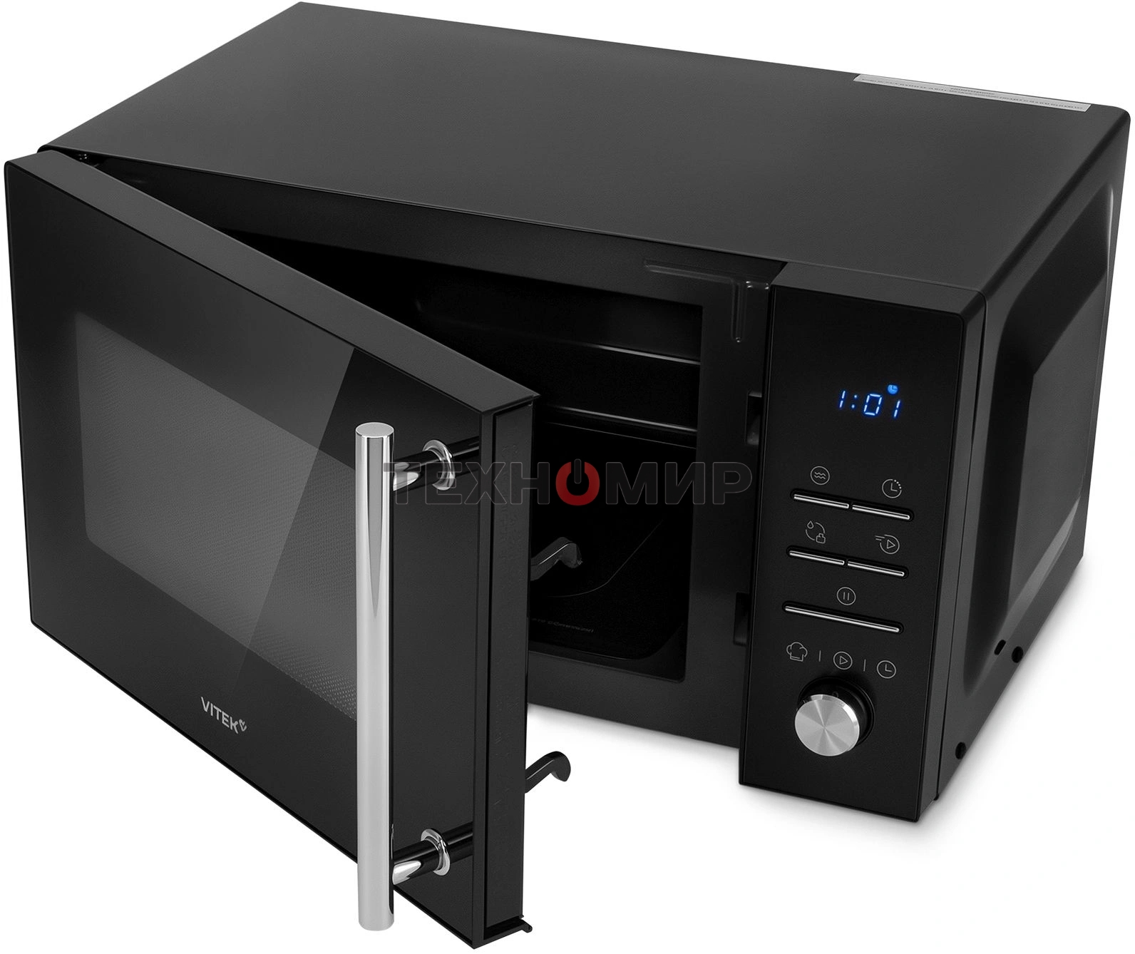 Микроволновая печь Vitek VT-MW1323 черный, 23 л, 900 Вт, переключатели - кнопки, поворотный механизм