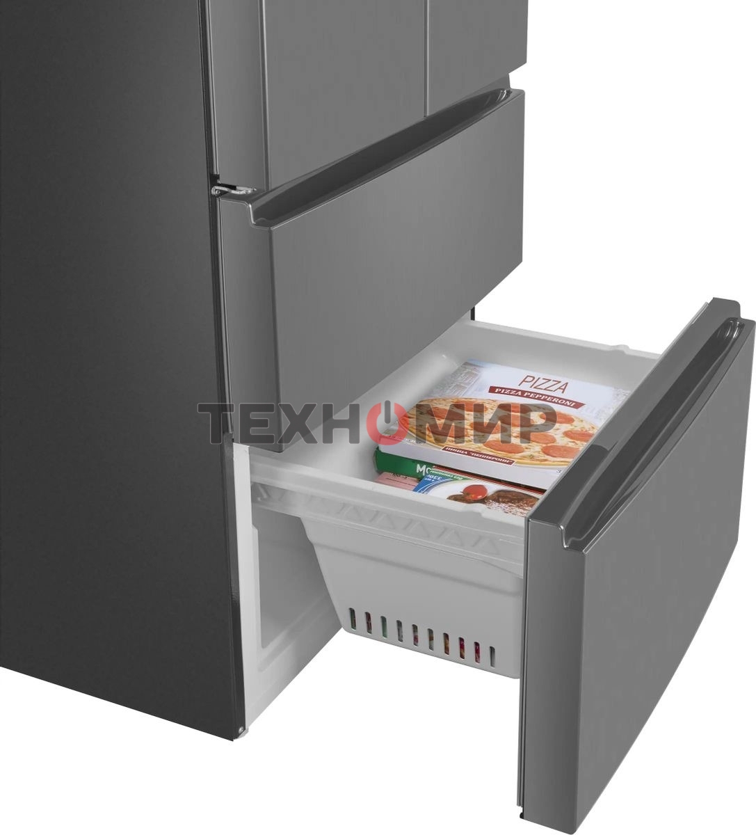 Холодильник Maunfeld MFF180NFSE01 нержавеющая сталь трехкамерный 224/113л морозилка снизу, No Frost