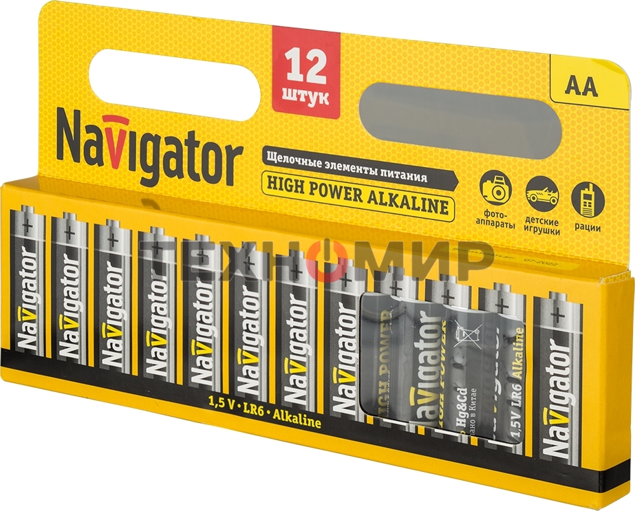 Элемент питания алкалиновый Navigator AA/LR6 NBT-NE-LR6-BP12 (блист.12шт)
