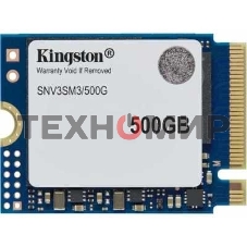 Накопитель SSD Kingston NV3, 500Gb, M.2(22x30мм), NVMe, PCIe 4.0 x4, 3D TLC, R/W 5000/3000Mb/s, TbW 160, DWPD 0.2 (60 мес)