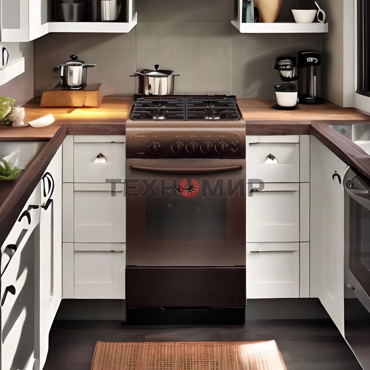 Плита газовая Gefest CG 50M04 K83 коричневый, конфорок 4 газовых, духовка 42 л, 50 см x 85 см x 57 см