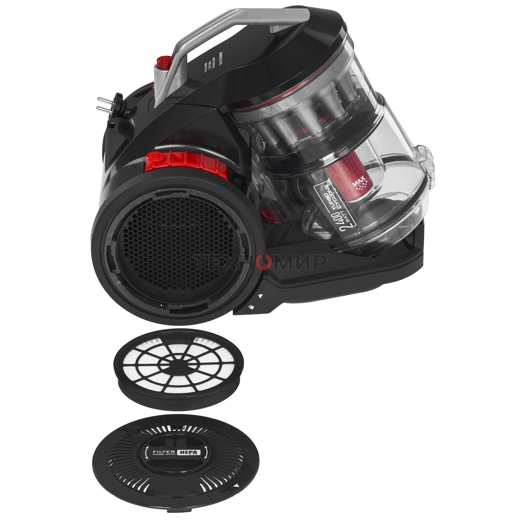 Пылесос Centek CT-2523 черный/красный, 420/2400 Вт, уборка сухая, пылесборник контейнер 3.5 л