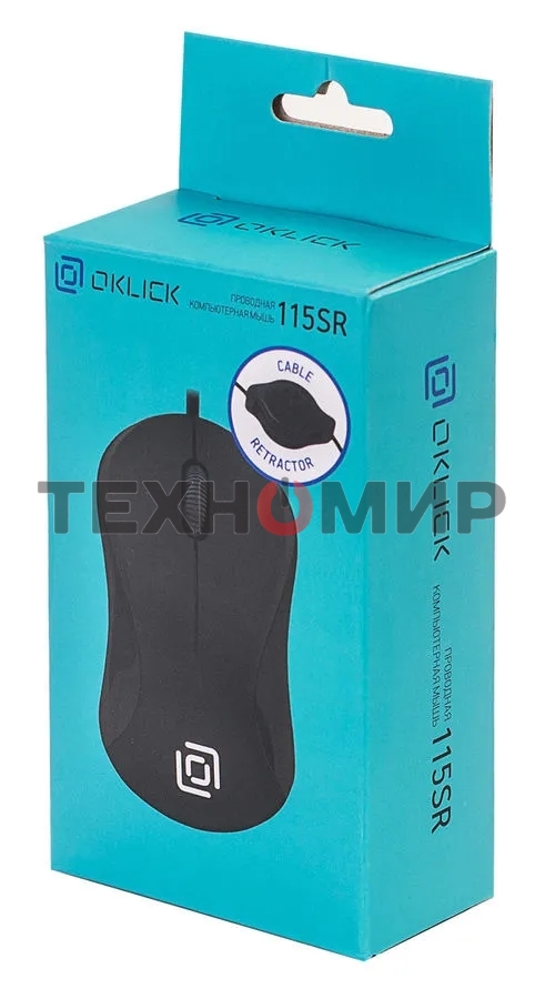 Мышь проводная Oklick 115SR черный, 1000 dpi, USB, кнопки - 3