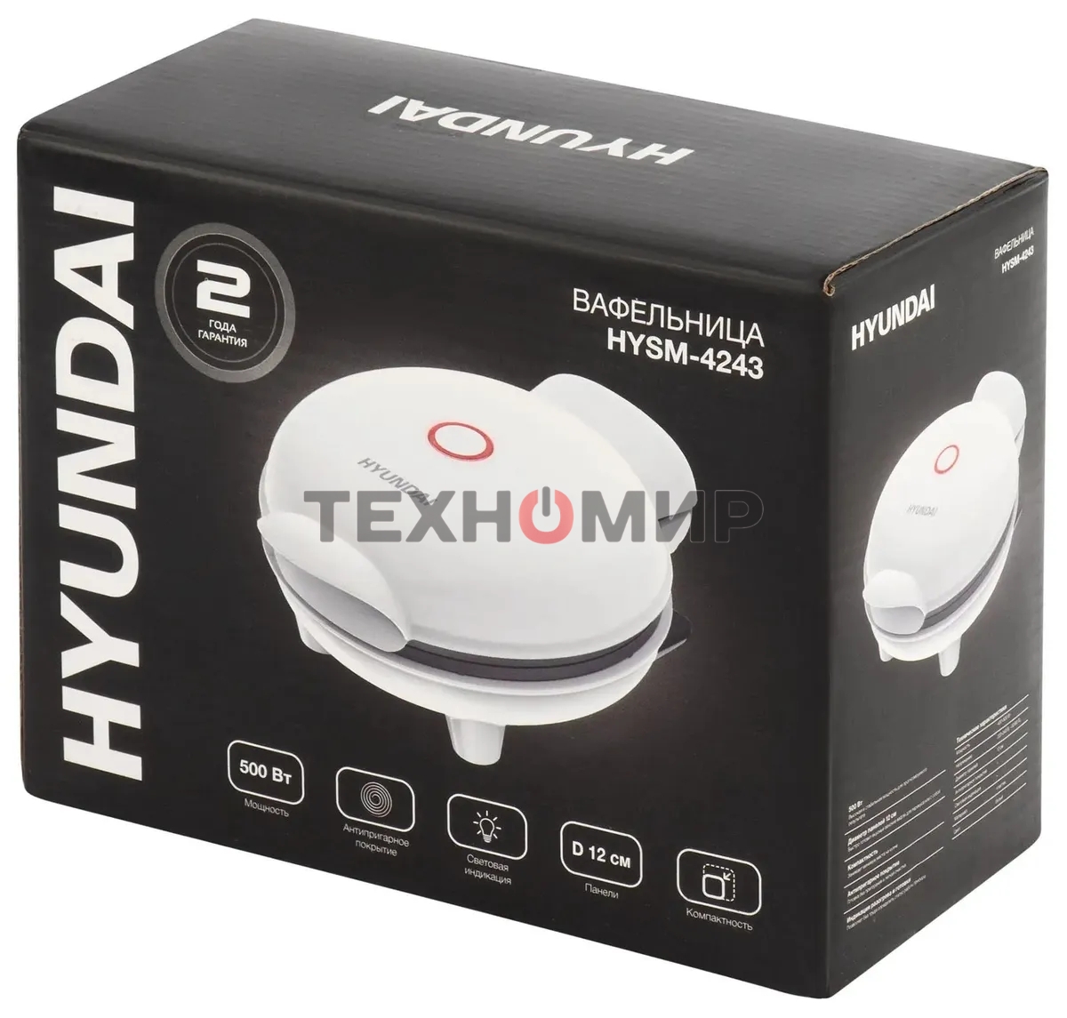 Вафельница Hyundai HYSM-4243 500Вт белый