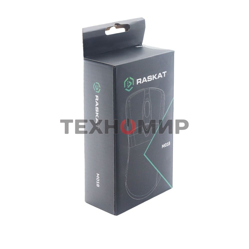 Мышь проводная Raskat M018 черный, 3200 dpi, USB, кнопки - 6