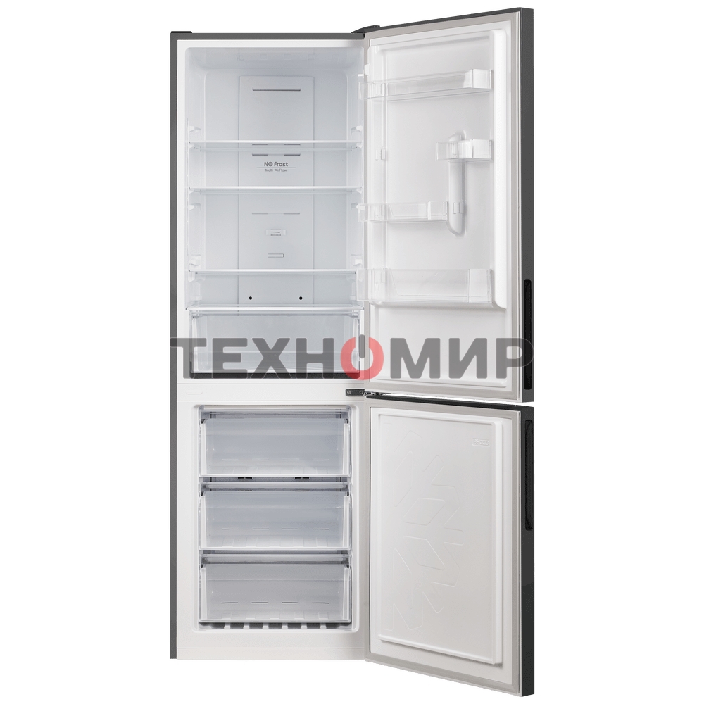 Холодильник Maunfeld MFF185NFХ10 нержавеющая сталь двухкамерный инвертор 240/100л морозилка снизу, No Frost