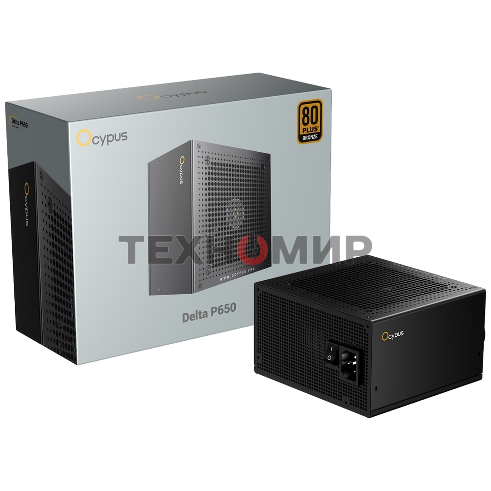 Блок питания 750W Ocypus Delta P750 (ATX, 80 PLUS Bronze, APFC, 20+4 pin, 120мм fan, PCI-E 6+2Px3, 8xSATA) (Delta-P750-B1FDBK024X-EU)