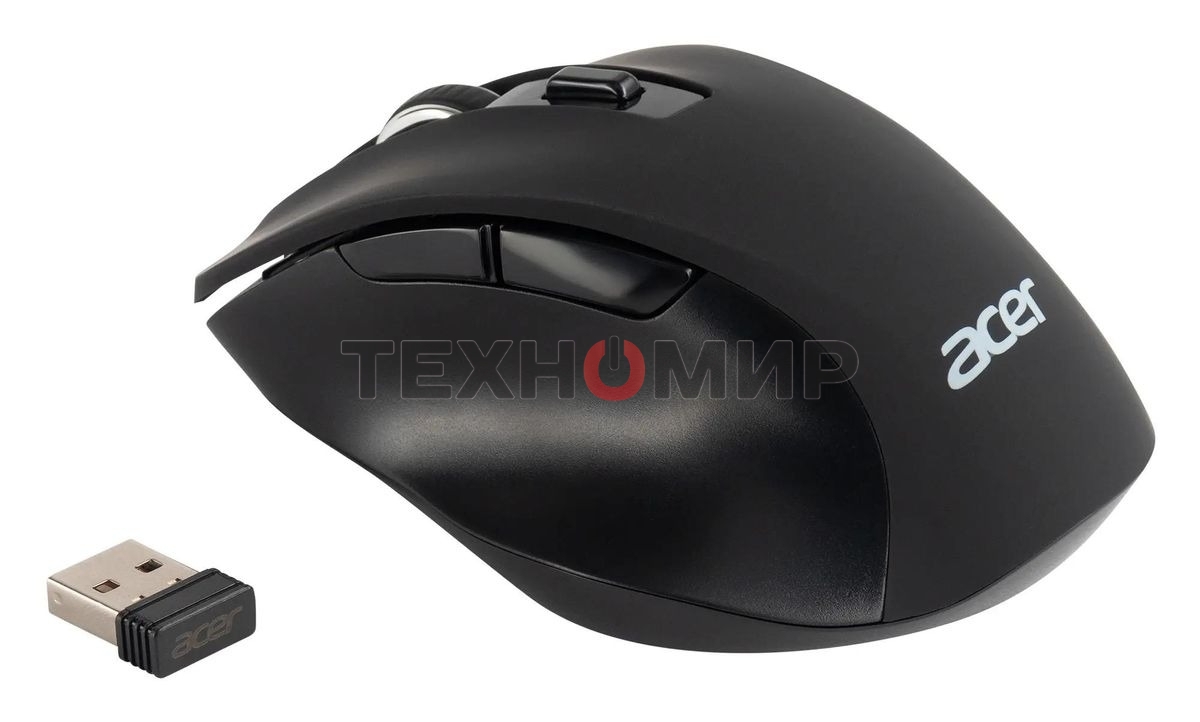Мышь беспроводная Acer OMR140 черный, 1600 dpi, радиоканал, USB, кнопки - 6