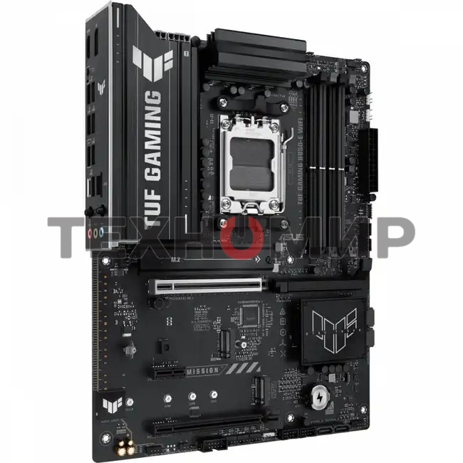Материнская плата ASUS TUF Gaming B850-E WiFi, AM5, AMD B850, 4xDDR5, 4xSATA, 3xM.2, 1xPCIe 5.0 x16, 1xPCIe 4.0 x16, 1xPCIe x1, 1xDP, 1xHDMI, 2xUSB-C (1x10Gbps, 1x20Gbps), 3xUSB-A 5Gbps, 3xUSB-A 2.0, 1x2.5Gb LAN, Wi-Fi 6E, Bluetooth 5.3, 3x3.5 мм, 7.1, AT