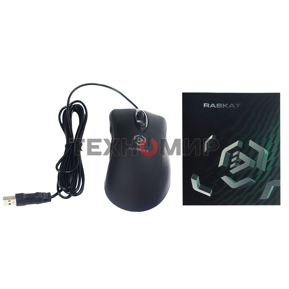 Мышь проводная Raskat M018 черный, 3200 dpi, USB, кнопки - 6