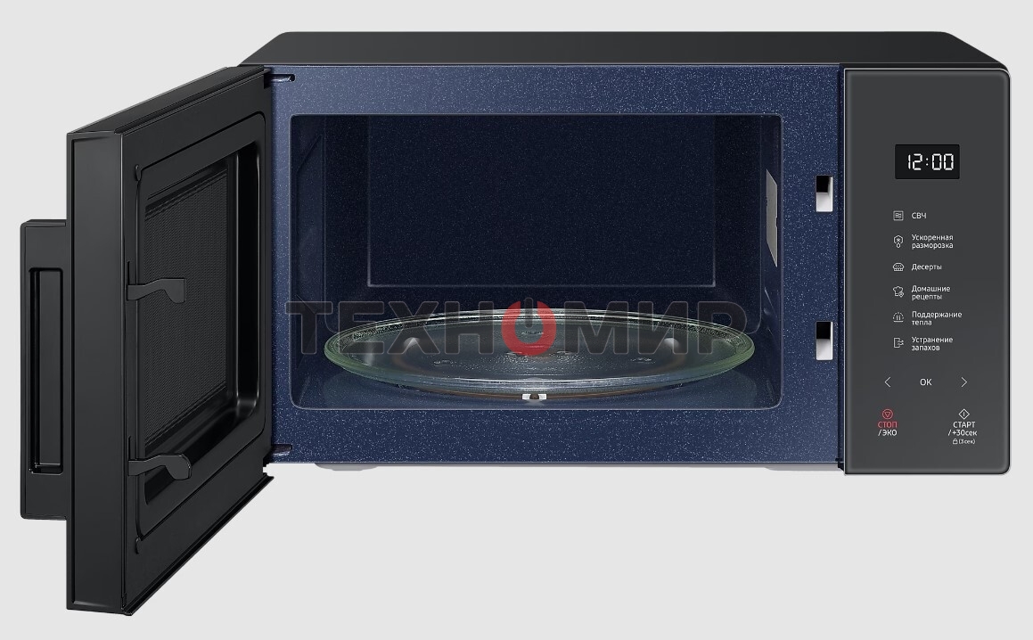 Микроволновая печь Samsung MS23T5018AC/BW антрацит, 23 л, 800 Вт, переключатели - сенсор