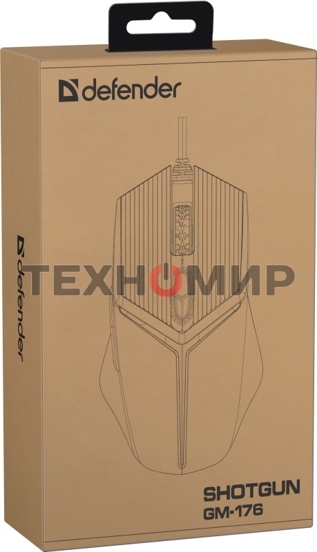 Мышь проводная Defender Shotgun GM-176 серый, 3600 dpi, USB, кнопки - 6