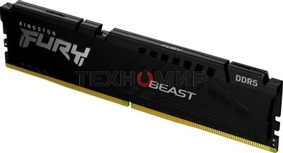 Оперативная память Kingston Fury Beast, DDR5, 32GB (1x32GB), 5600 MHz, CL40, с радиатором, чёрный