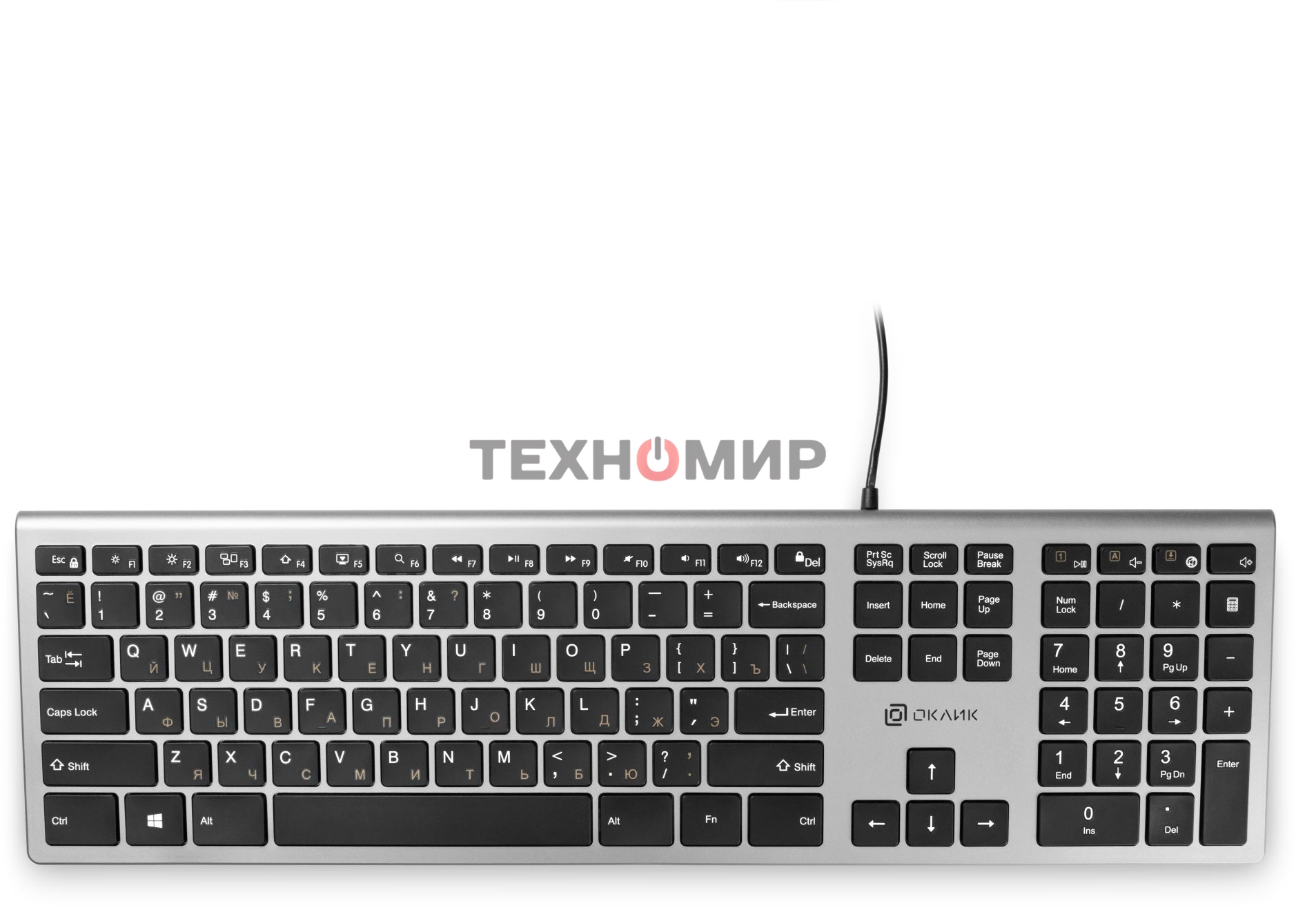 Клавиатура Oklick 890S проводная, USB Type-A, серый