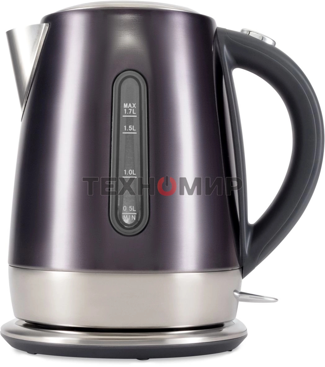 Чайник электрический Hyundai HYK-S7777 1.7 л, 2200 Вт, графит/серебристый корпус: металл