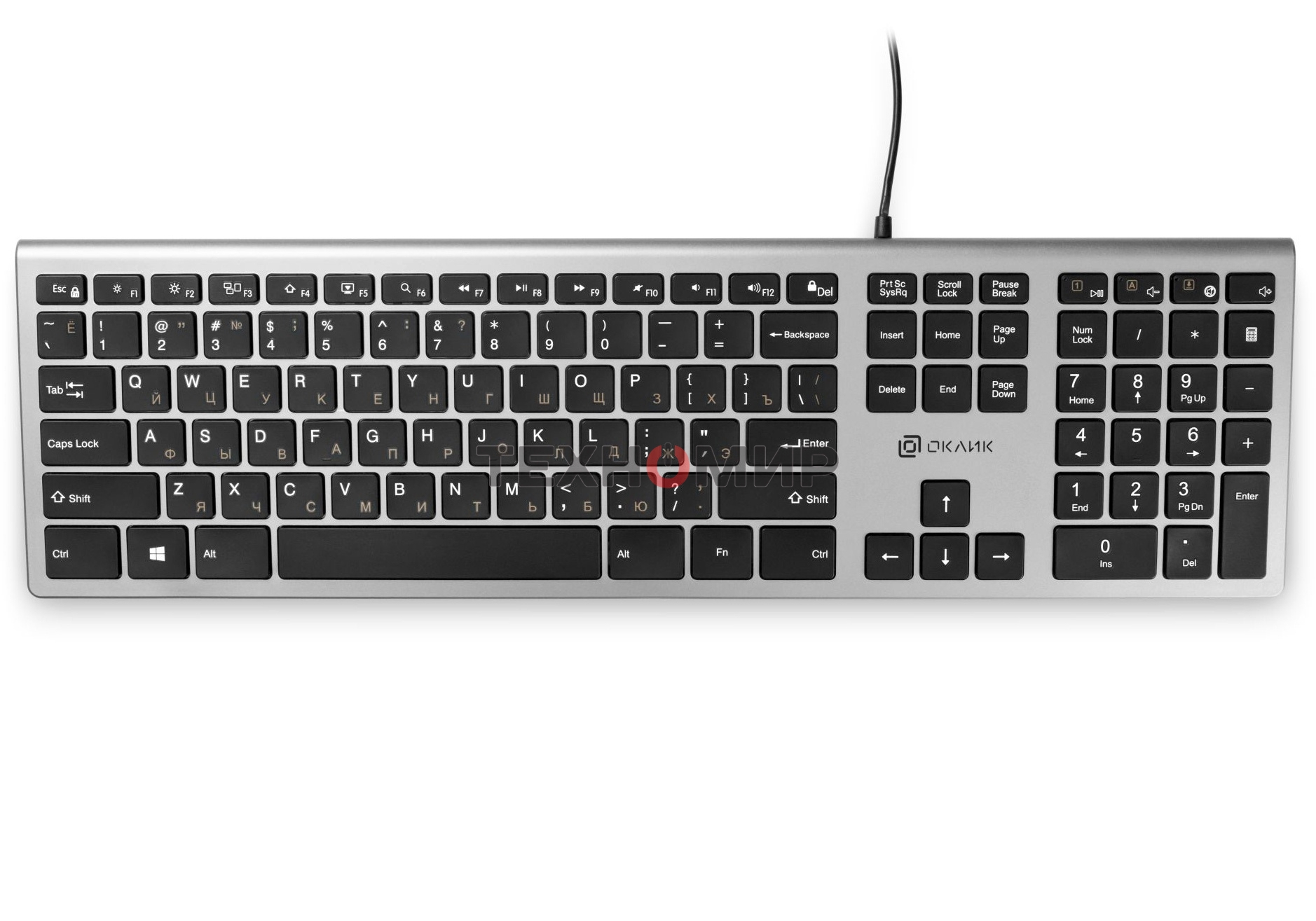 Клавиатура Oklick 890S проводная, USB Type-A, серый