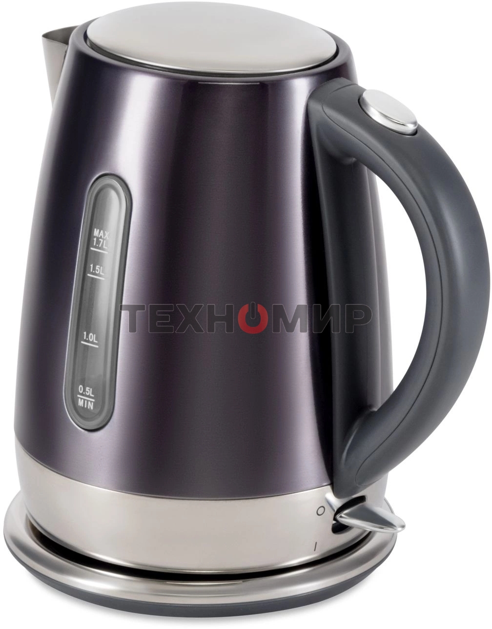 Чайник электрический Hyundai HYK-S7777 1.7 л, 2200 Вт, графит/серебристый корпус: металл
