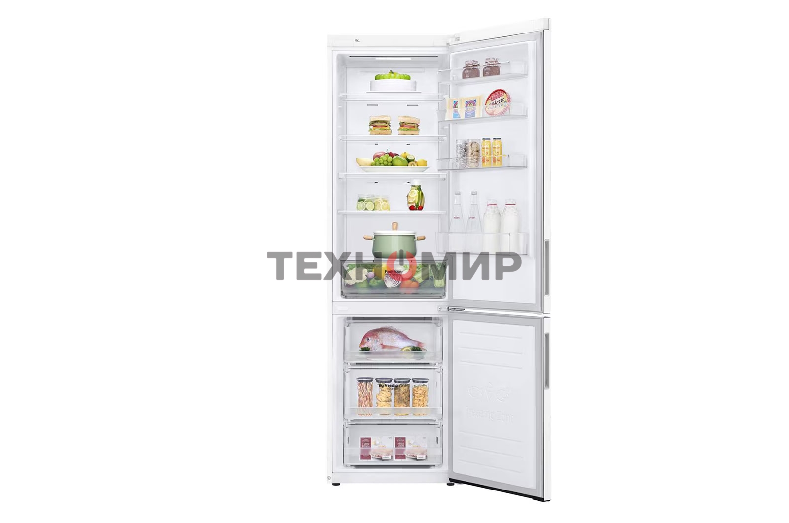 Холодильник LG GA-B509CQSL белый двухкамерный 277/107л морозилка снизу, No Frost