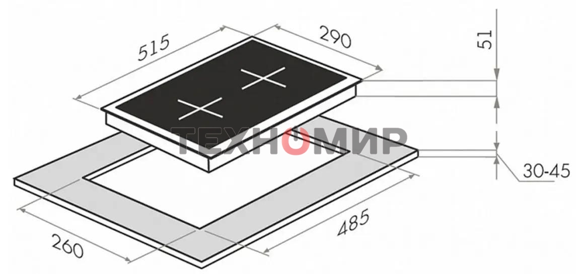 Электрическая варочная панель Maunfeld EEHE.32.4W, конфорок: 2 шт., эмаль, независимая, белый