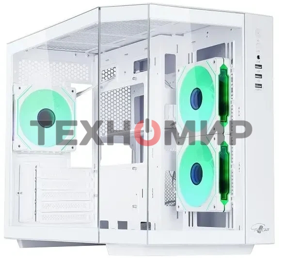 Корпус mATX Eurocase M2771 white, без БП, закаленное стекло 2 стороны
