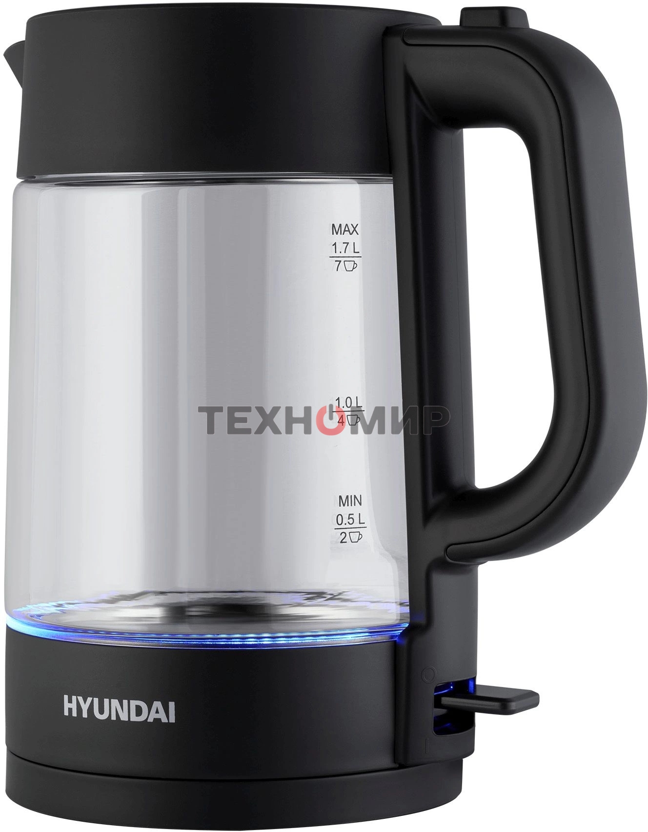 Чайник электрический Hyundai HYK-G7707 1.7л. 2200Вт графит корпус: стекло
