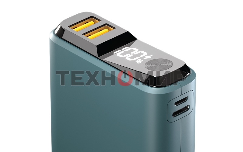 Портативный аккумулятор OLMIO QS-10, 10000mAh, 22.5W QuickCharge3.0/PowerDelivery, LCD, темно-зеленый