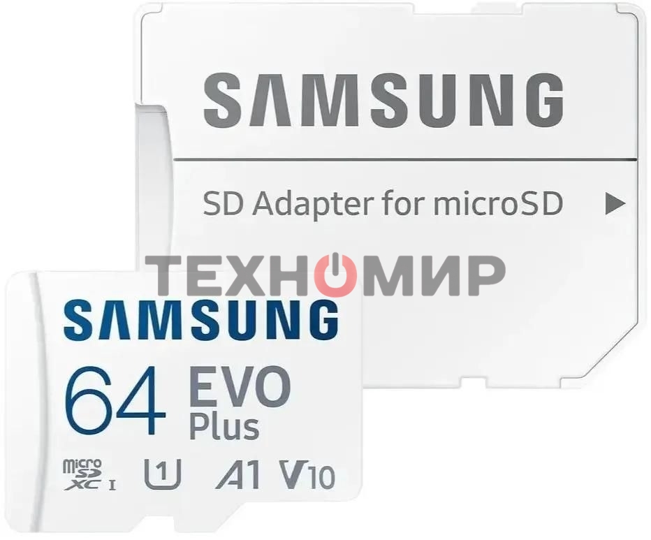 Флеш карта microSD 64Gb SAMSUNG EVO PLUS microSDXC Class 10, UHS-I, (SD адаптер) 130MB/s