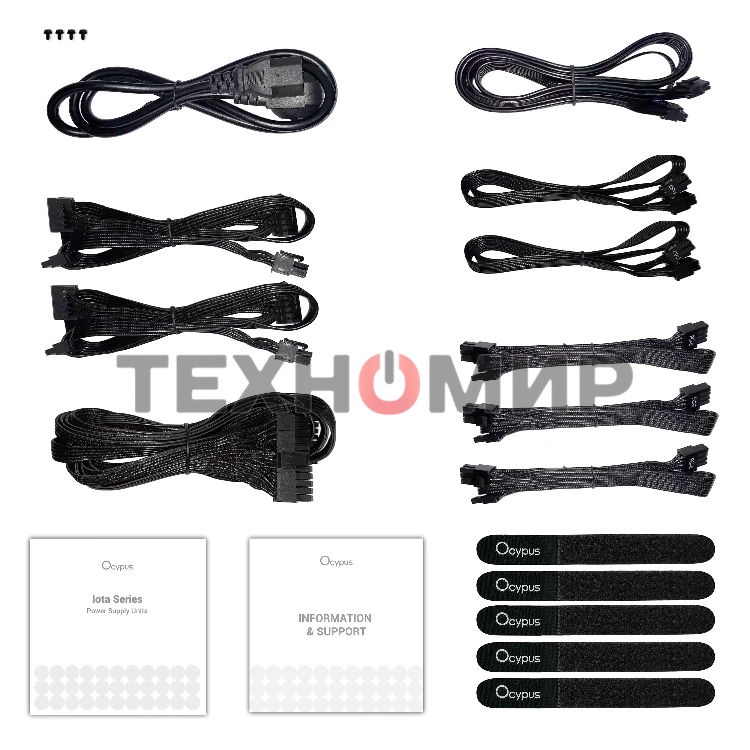 Блок питания Ocypus Iota P1000 (Iota-P1000-G1FFBK024X-EU), 1200Вт, 80 PLUS Gold, 120мм, модульный, черный