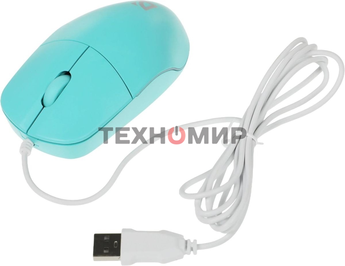 Мышь проводная Defender Azora MB-241 голубой, 1200 dpi, USB, кнопки - 3